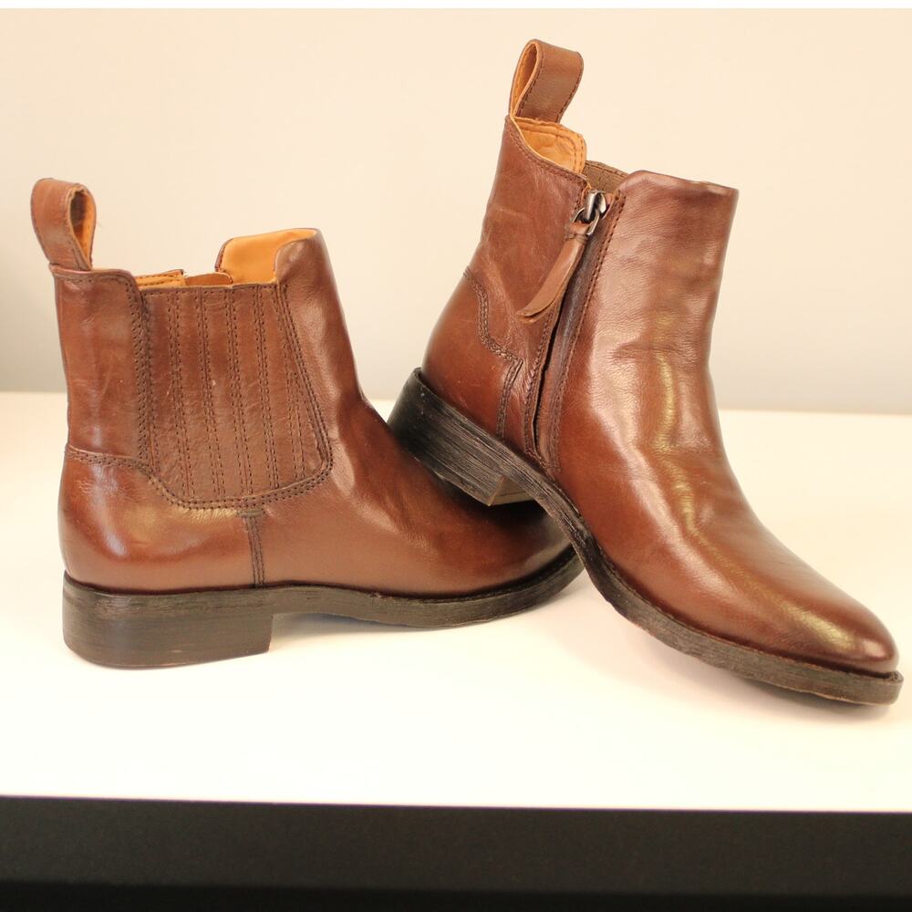 Franco Sarto Linc Boots Dark Brown Leather Zipper side New
